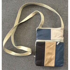 Genuine Leather Patchwork‎ Crossbody Wallet Purse Travel Bag Multi Color